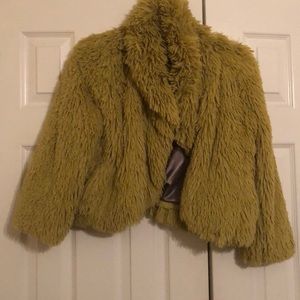 Fuzzy Lime Green Cropped Jacket, Size small 🎊🎉